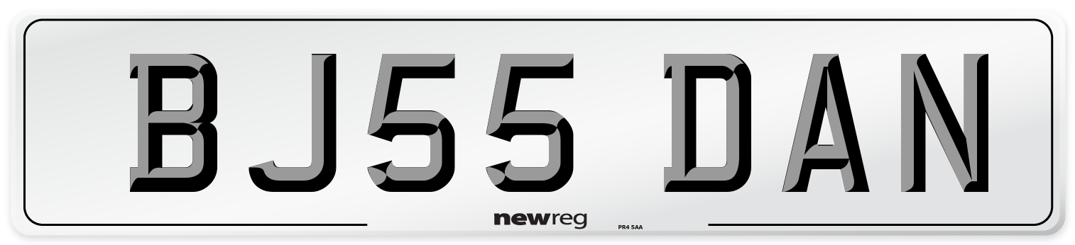 BJ55 DAN Number Plate from New Reg